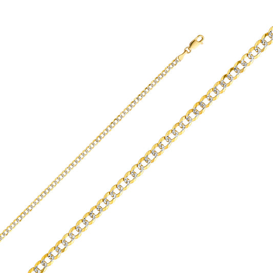 14k solid gold diamond cut cuban chain 3.2mm