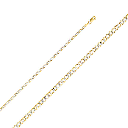 14k solid gold 2.7mm diamond cut cuban bracelet 7"