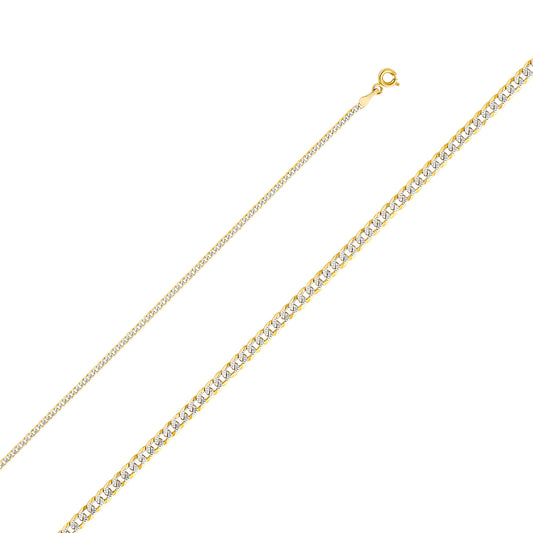 14k solid gold diamond cut cuban chain 2.2mm