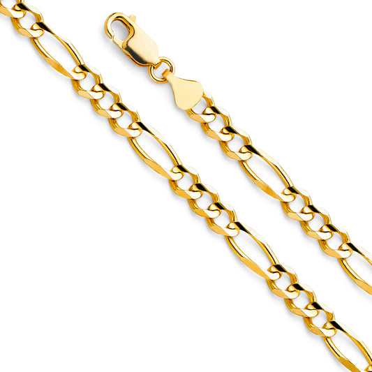 14k solid gold 6.0mm figaro bracelet 8"