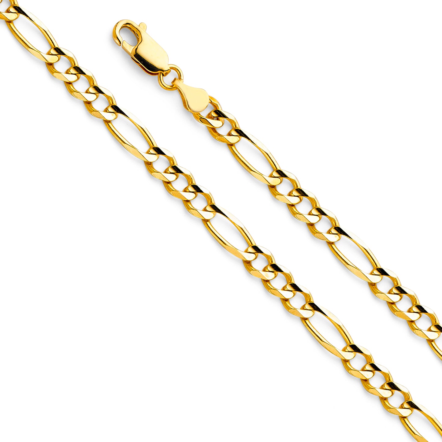 14K Solid Gold 4.7mm Figaro Bracelet 7.5"