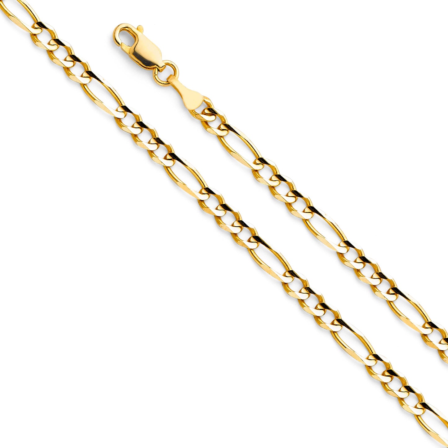 14K Solid Gold 4.0mm Figaro Bracelet 7.5"
