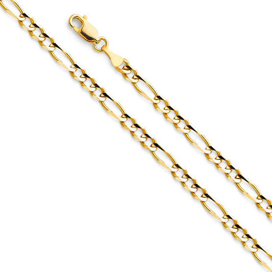 14k solid gold 4.0mm figaro bracelet 7.5"