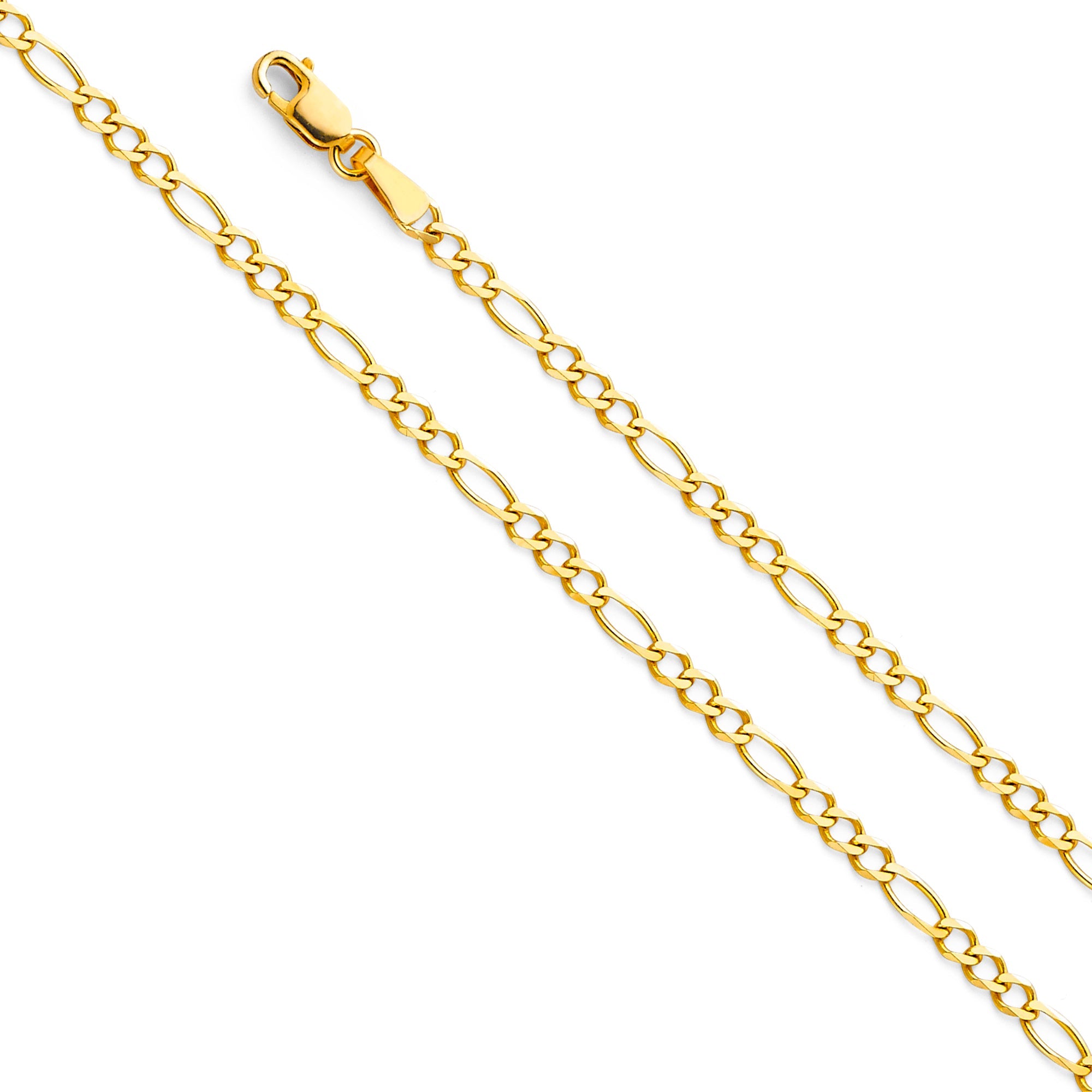 14k solid gold 2.7mm figaro bracelet 7"