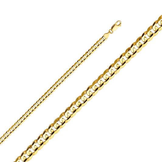 Pulsera cubana de oro macizo de 14 quilates de 4,8 mm y 7 "