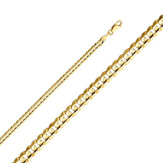 14k solid gold 4mm cuban bracelet 7"