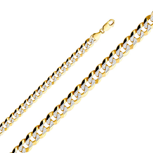 14k solid gold 9.8mm diamond cut cuban bracelet 8.5"