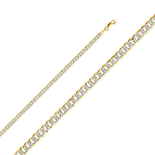 14k solid gold 4mm diamond cut cuban bracelet 7.5"
