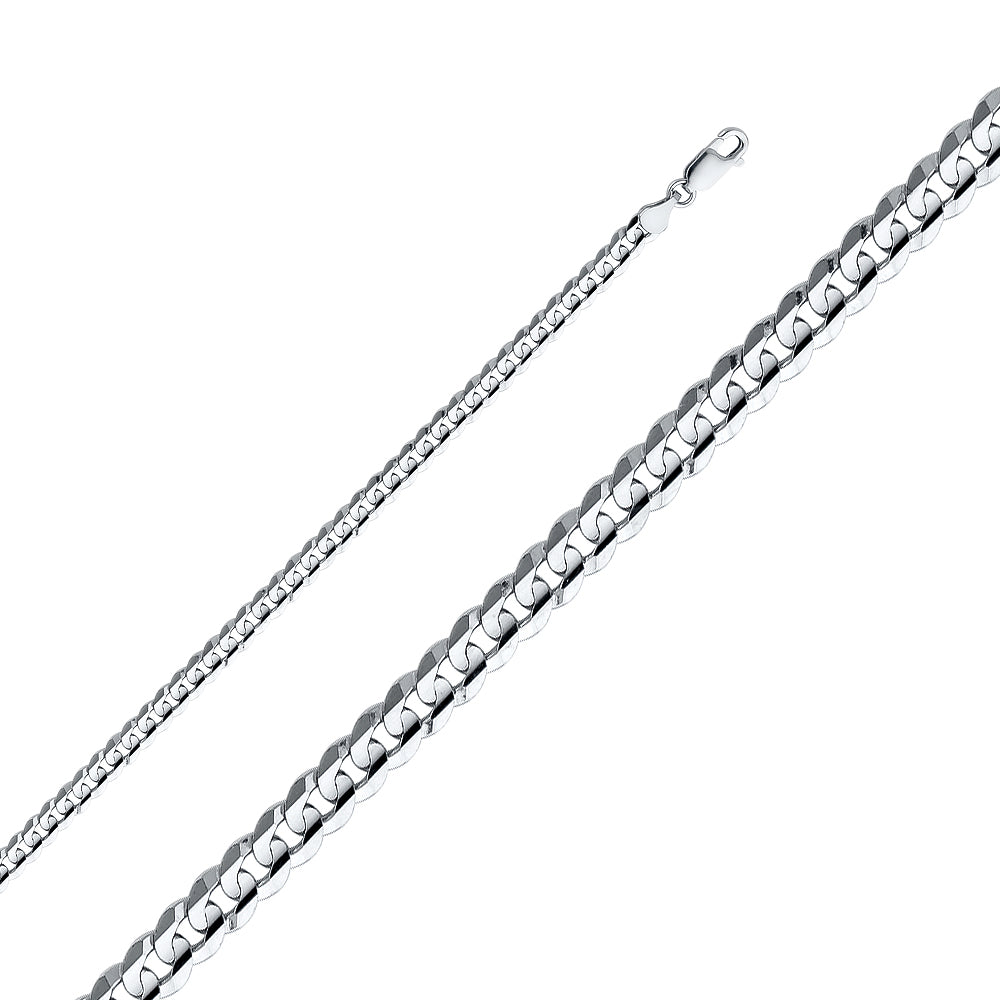 Pulsera cubana de oro macizo de 14 quilates de 4,8 mm y 7 "