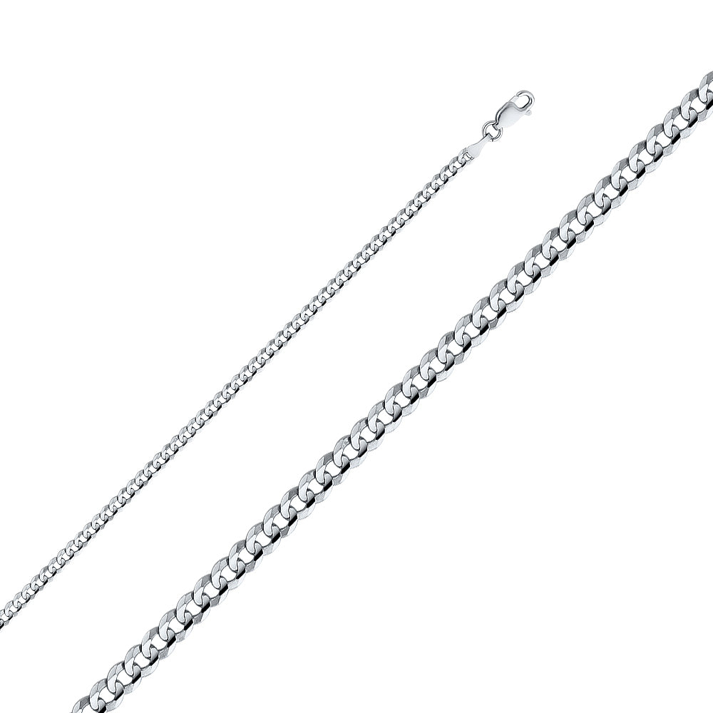 14K Solid White Gold Cuban Chain 3.1mm