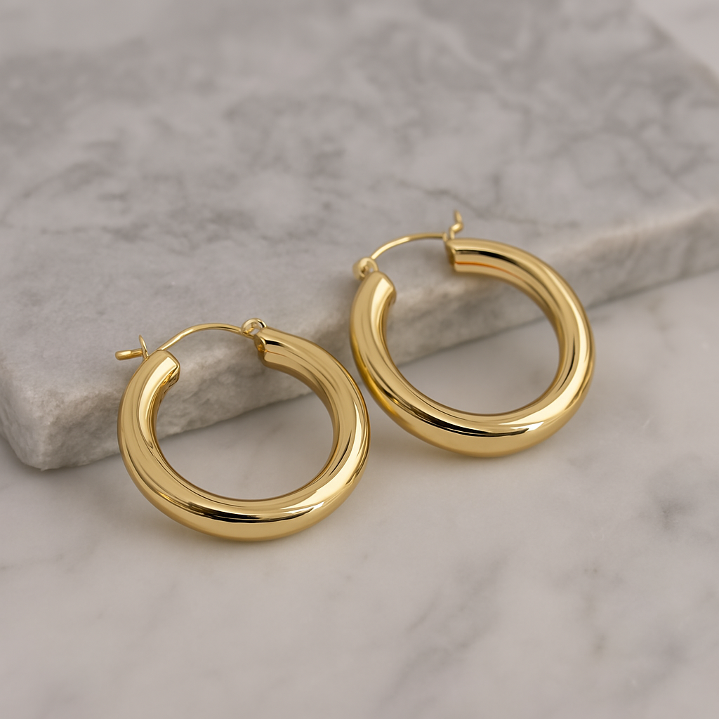 14k gold hoops – 30mm