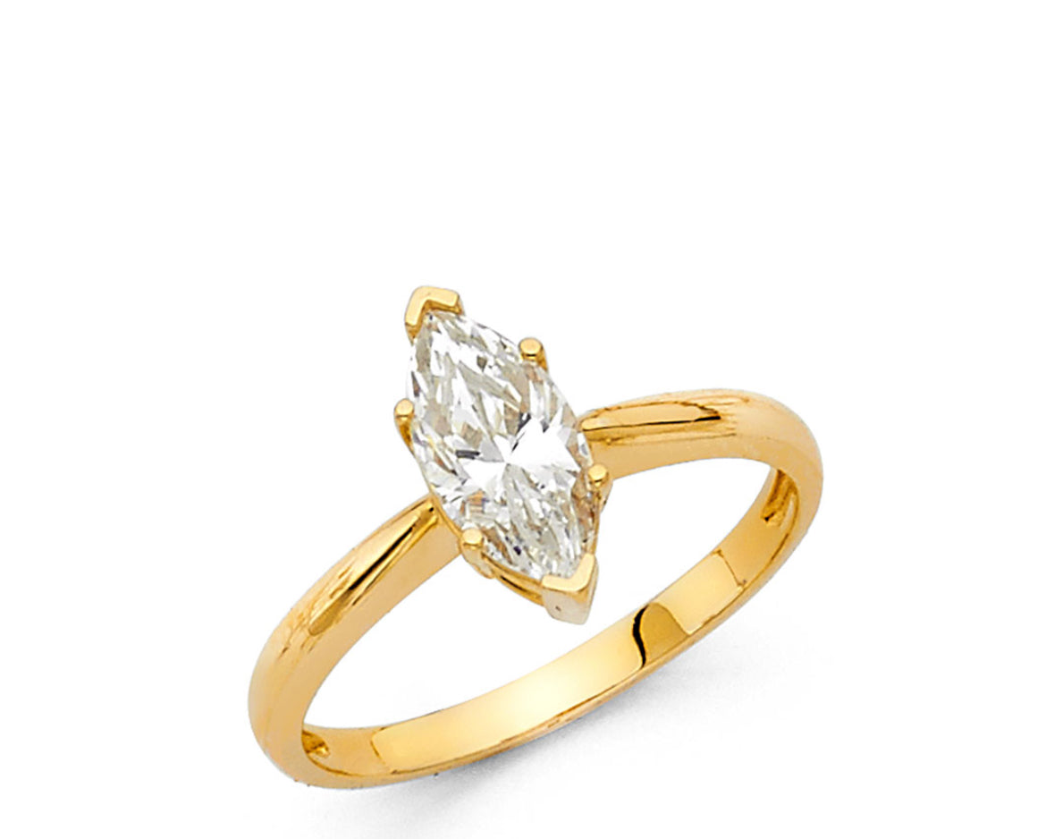 14k gold solitaire marquise engagement ring