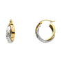 14K two-tone diamond-cut hoop earrings with yellow and white gold design, 16mm, lightweight and polished finish