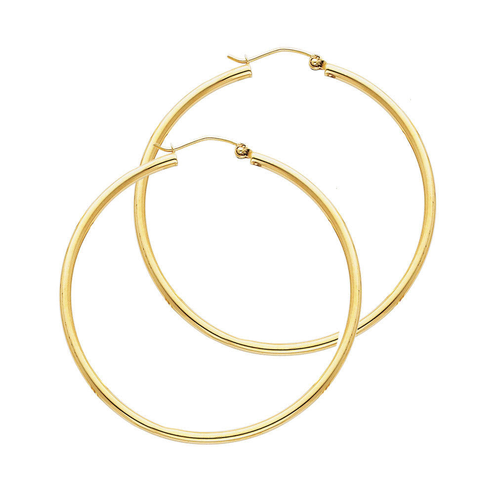 Luna Signature – 14K Gold Classic Hoop Earrings | 35mm