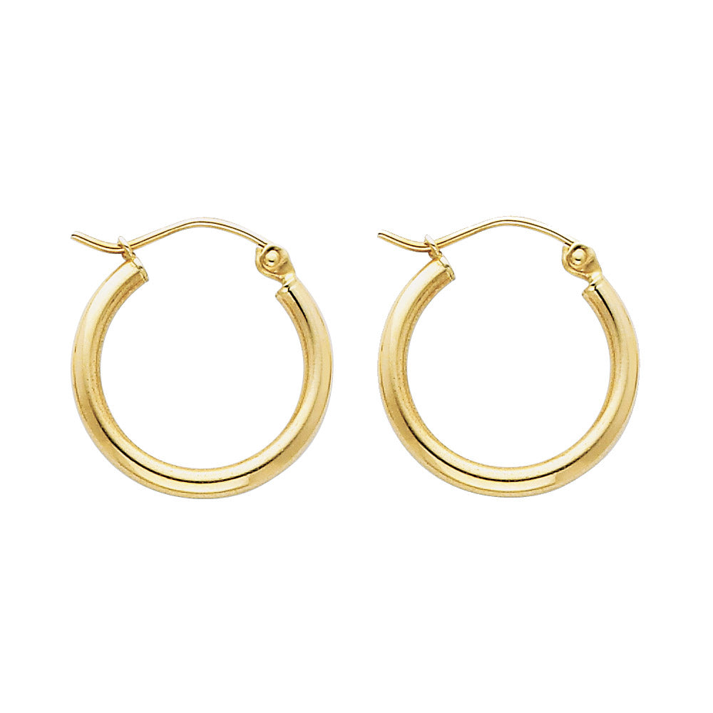 14K Gold Round Tube Hoop Earrings (17mm)