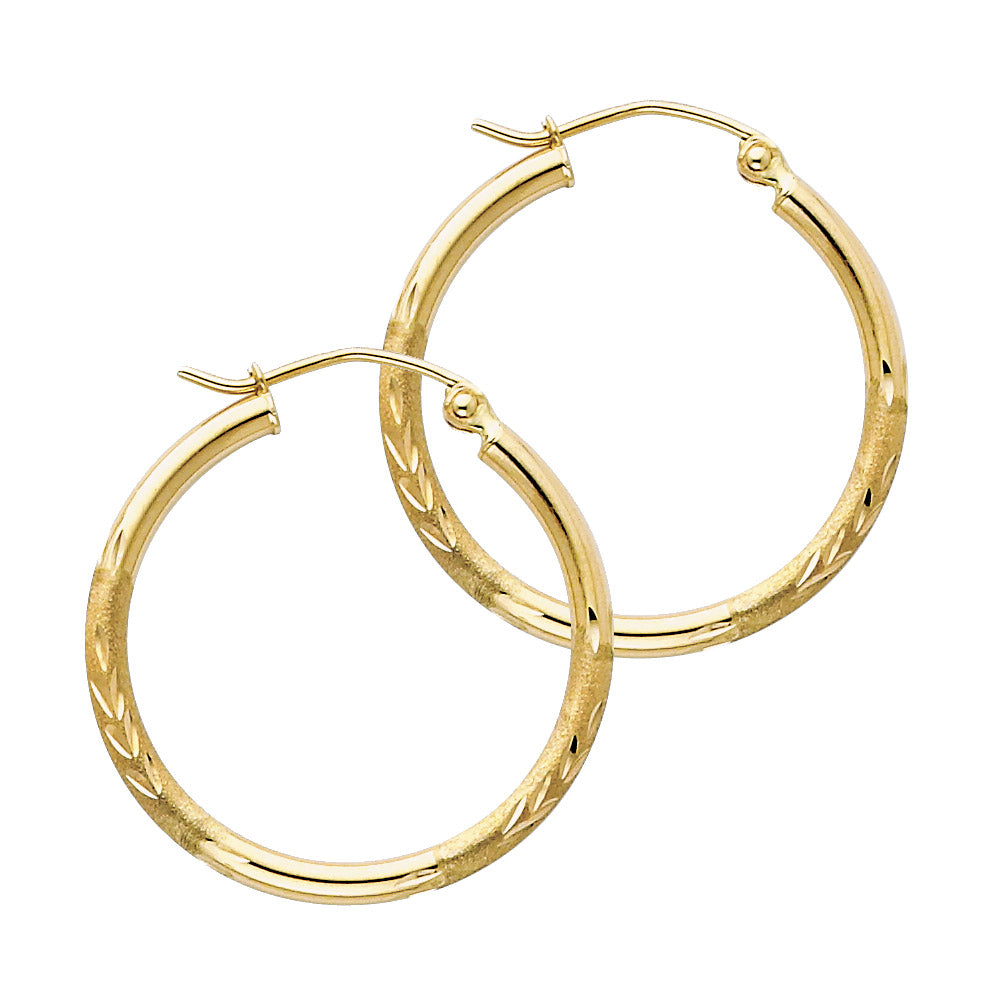 Golden Swirl Hoops (25mm) 14K Gold