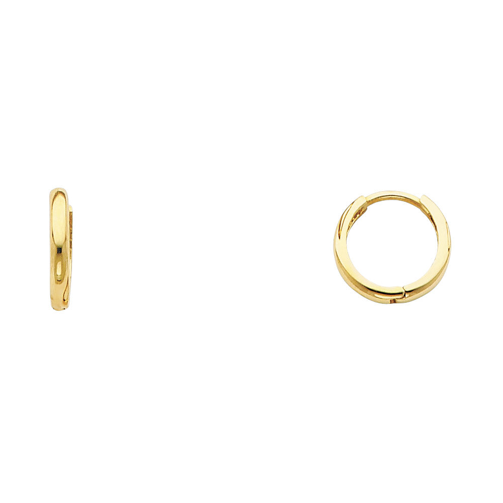 14K Gold Small Plain Huggie Earrings
