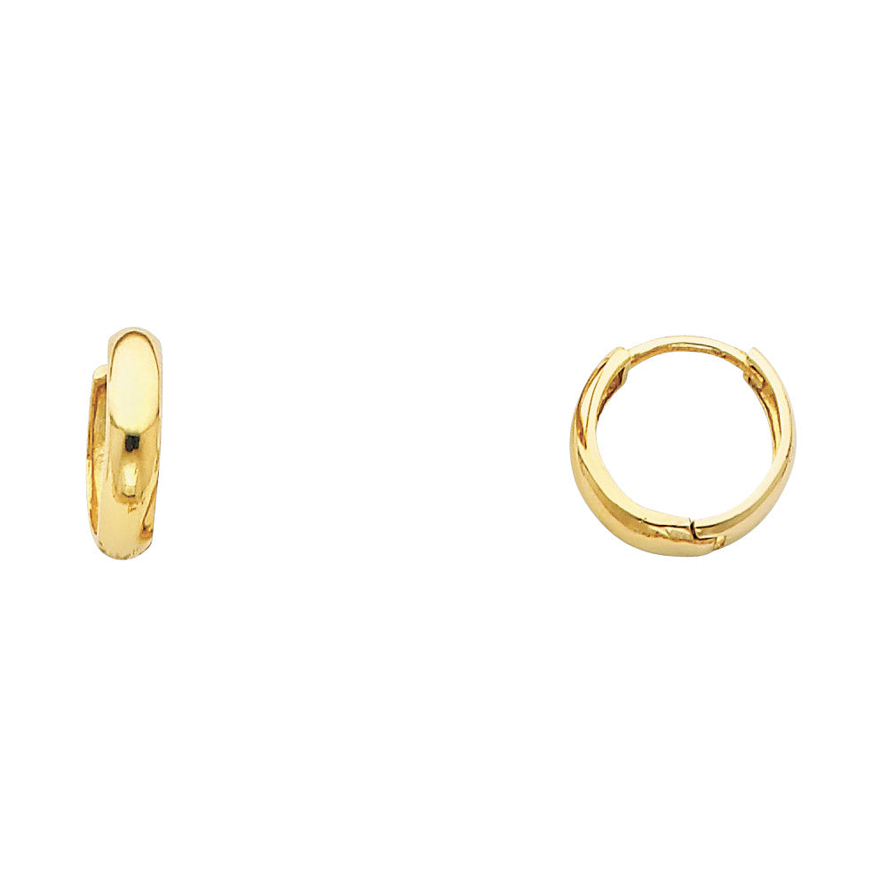 14K Gold Petite Plain Huggie Hoops