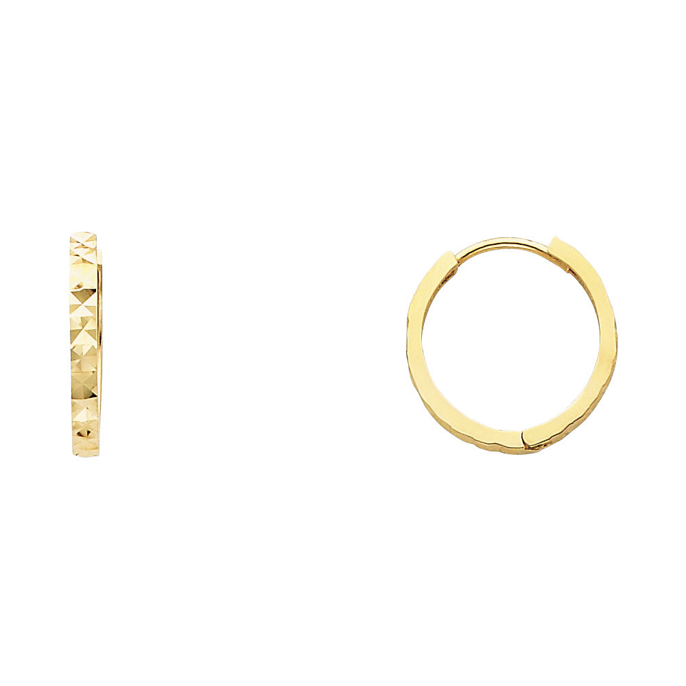 14k gold small diamond cut huggie earrings (0231)