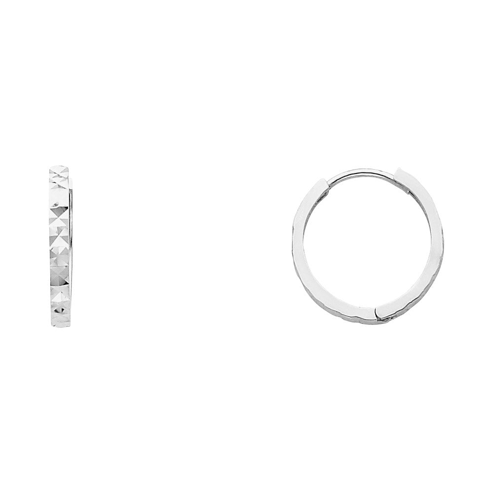 14k gold small diamond cut huggie earrings (0231)