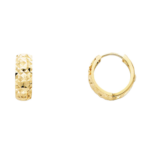 14K Gold Diamond-Cut Huggie Hoop Earrings
