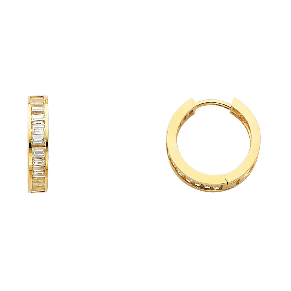 14k gold cz huggie earrings