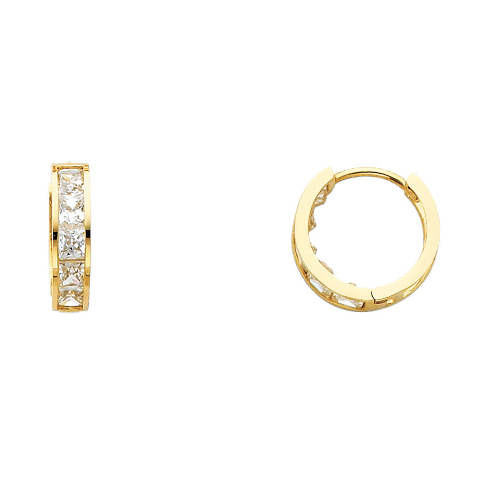 14k gold cz huggie earrings