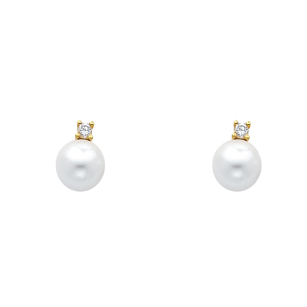14k gold pearl ring with cz accents jewelry set (803)