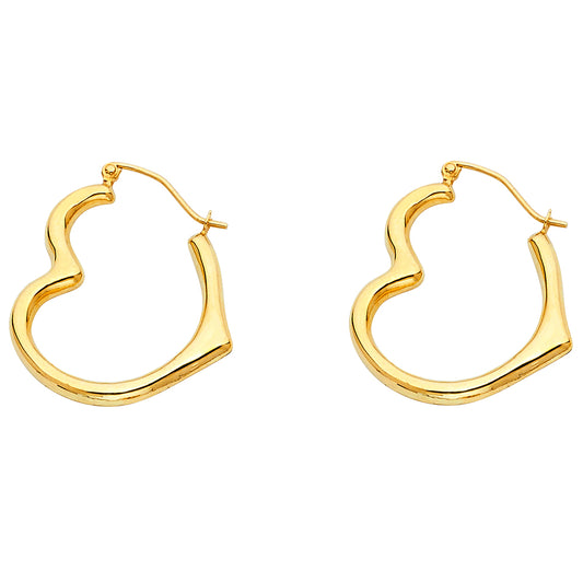 Pendiente de 3 mm con corazón en ángulo de oro macizo de 14 quilates