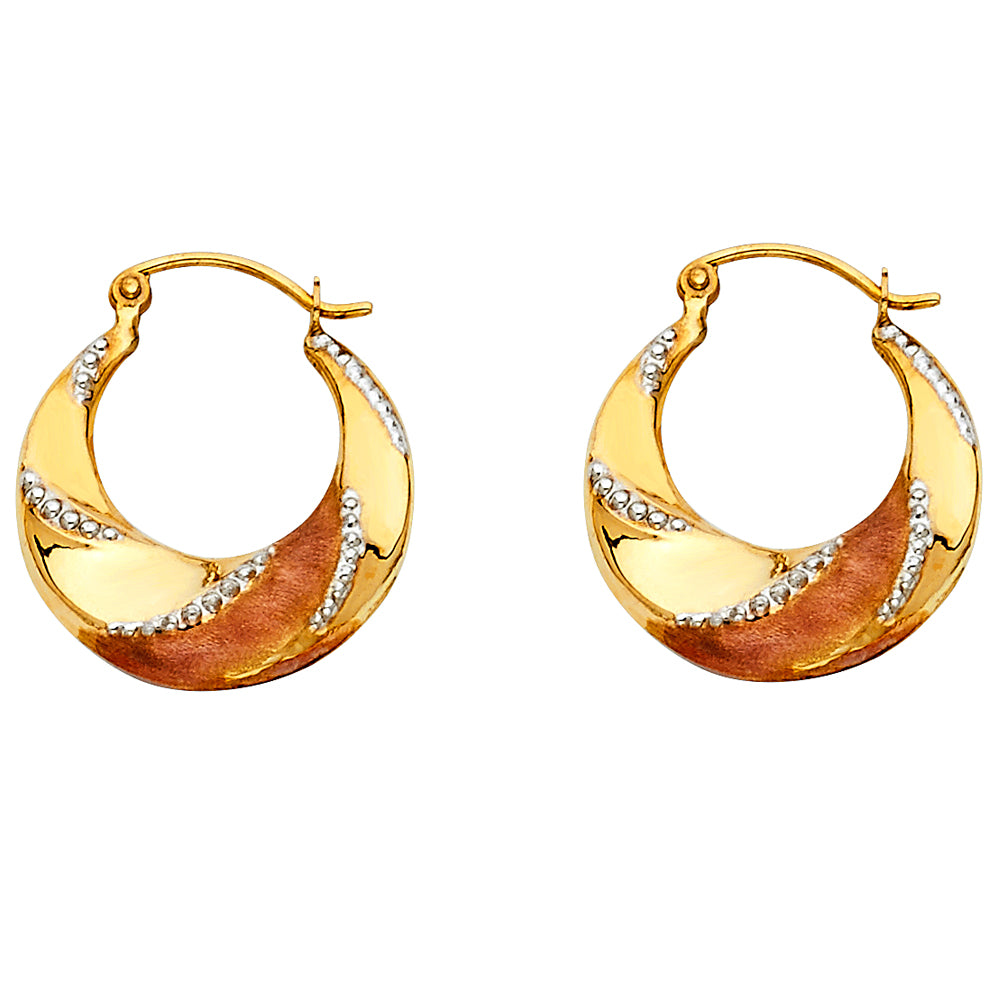 Tricolor Glow – 14K Gold Hoop Earrings