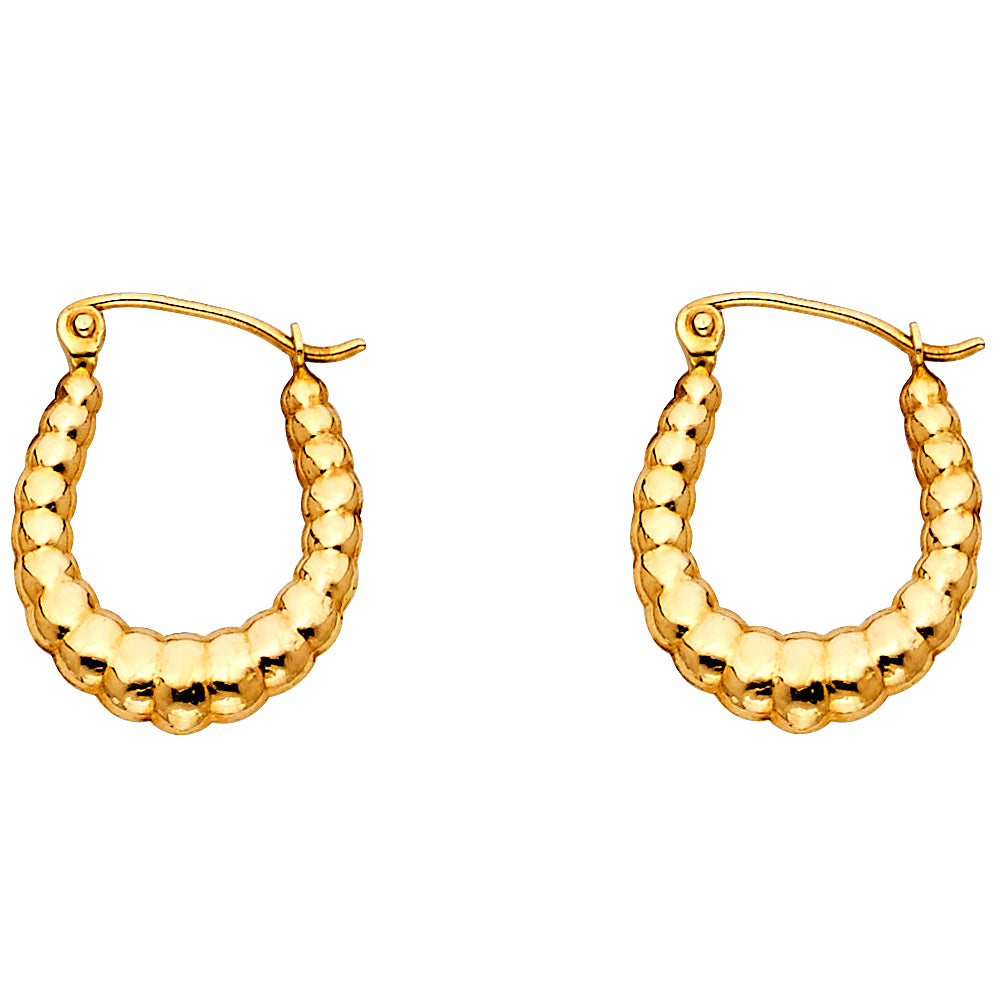 Tiny Golden Shrimp Hoops – 14K Gold