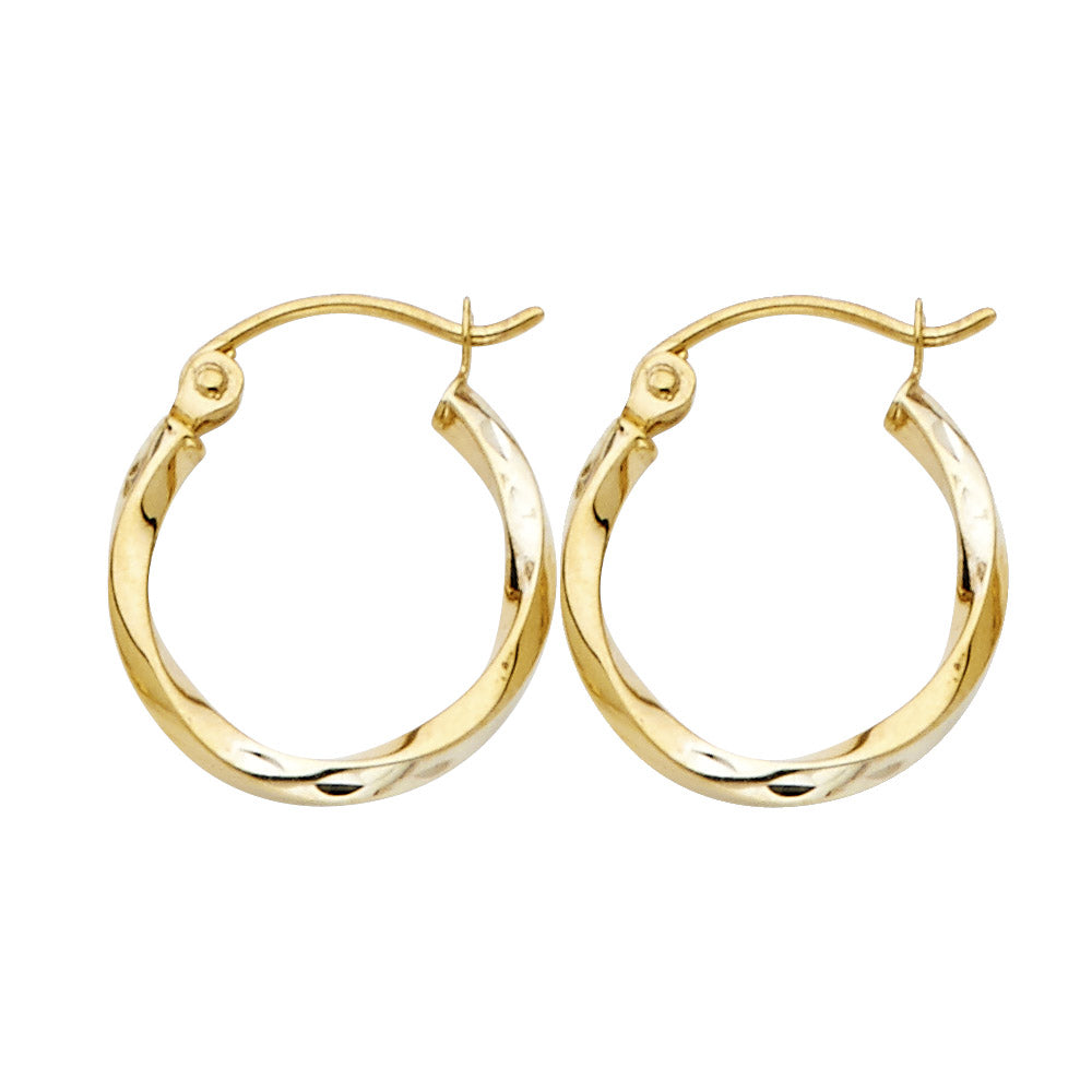 Petite Golden Twirl – 14K Gold Hoop Earrings | 15mm