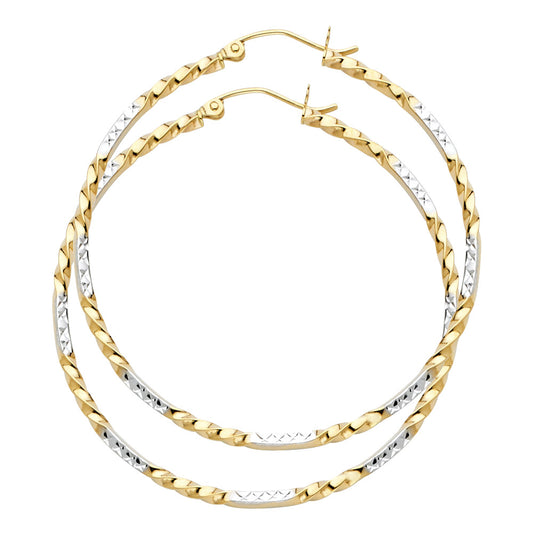 14k gold 2 tone 2mm curled hoop earrings