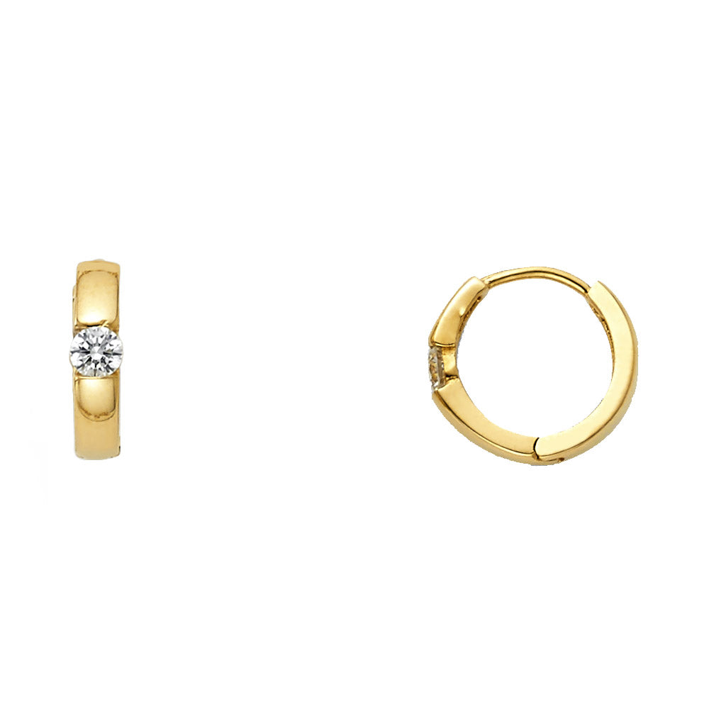 14k gold cz huggie earrings (1104)