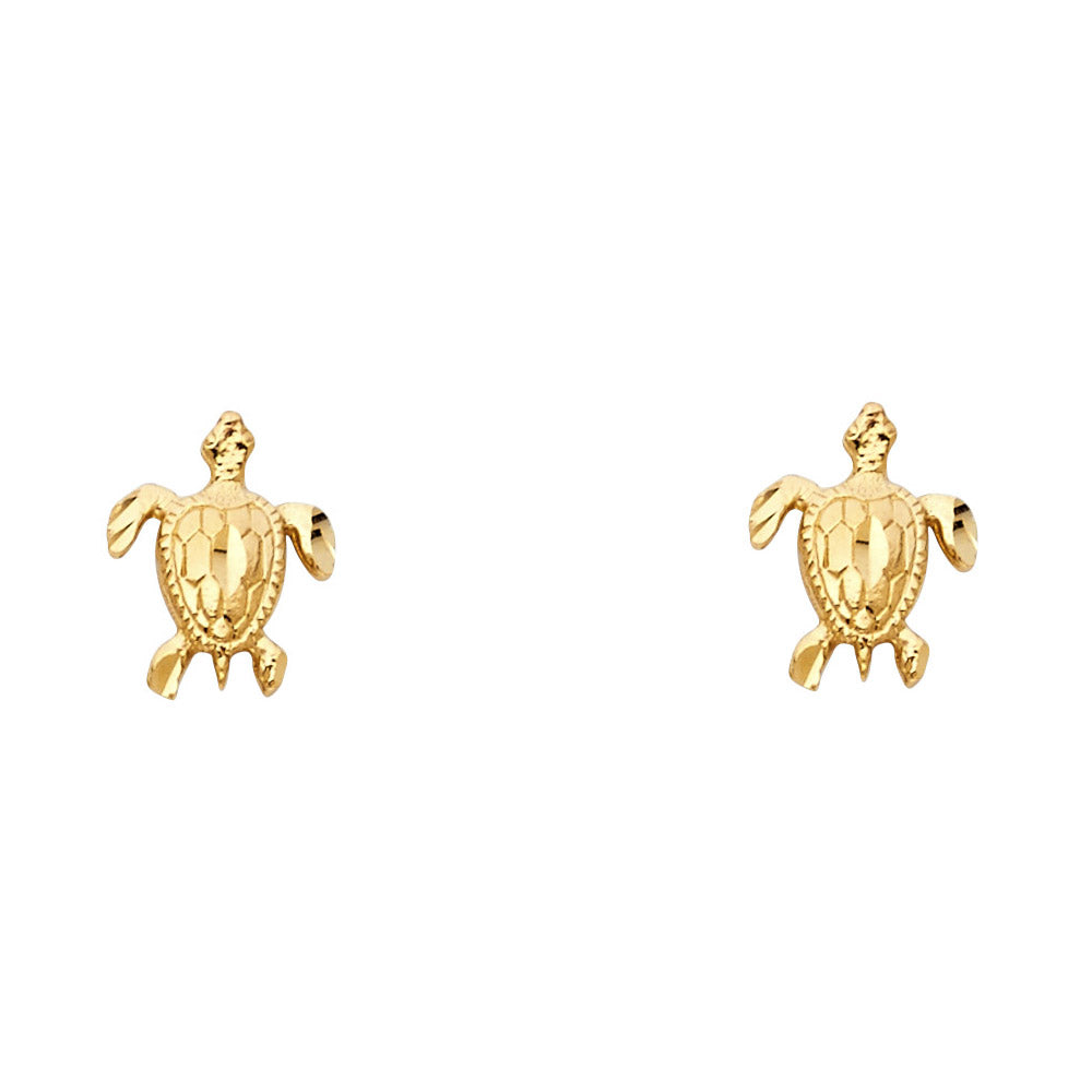14k gold turtle push back earrings