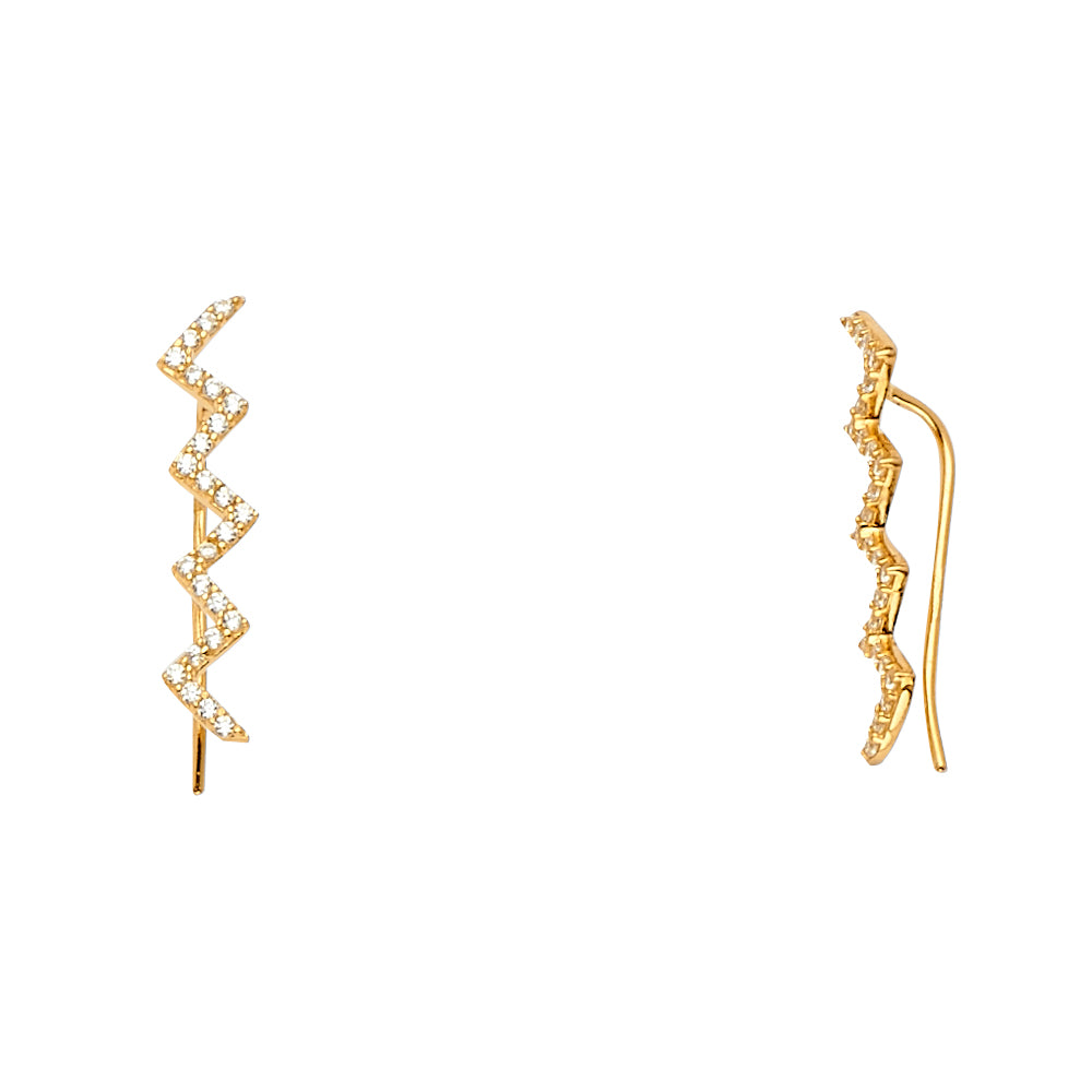 14k gold fancy cz earrings