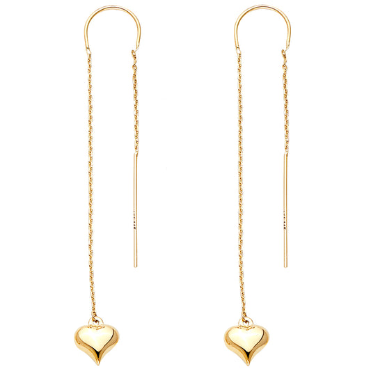 14k gold heart hanging earrings