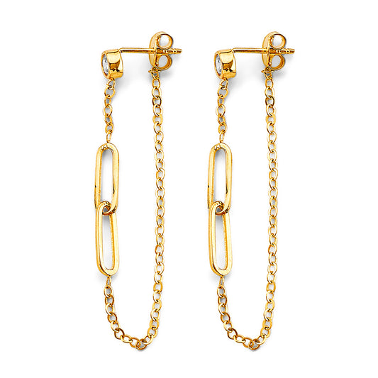 14k gold paperlip hanging earrings