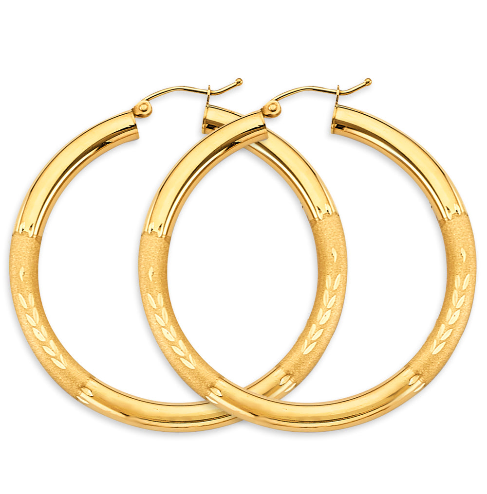 14k 3.8mm round hoop earrings