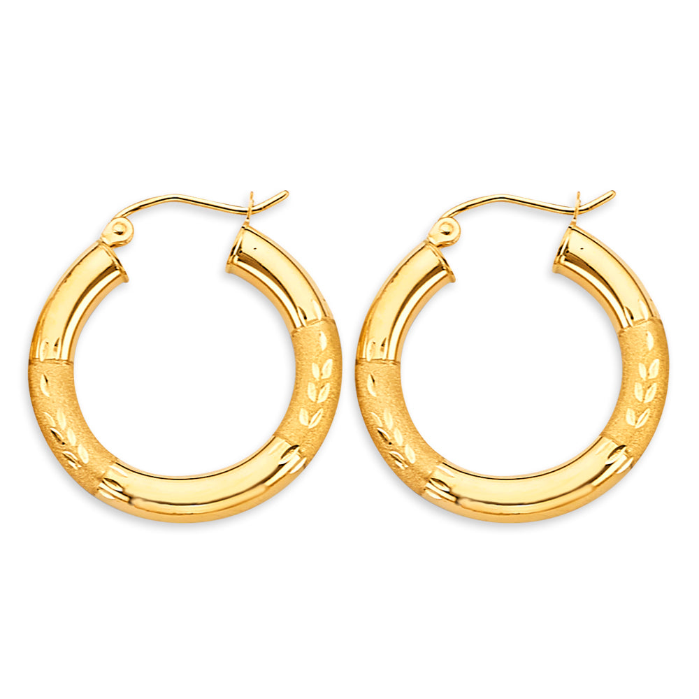 Pendientes de aro tubulares de oro de 14 quilates (042)