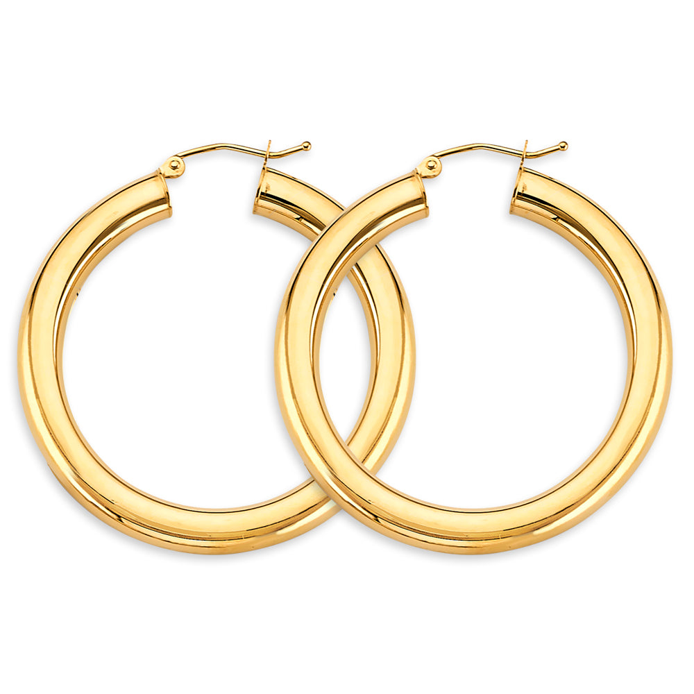 14k gold 4.5mm round hoop earrings(40mm)