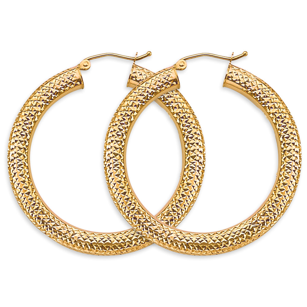 14k gold 4.5mm round dc hoop earrings