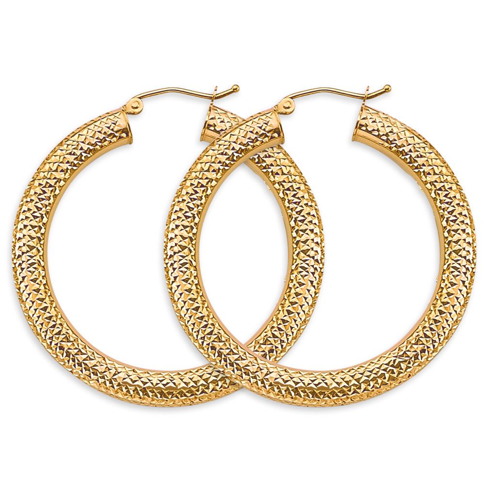 14k gold 4.5mm round dc hoop earrings