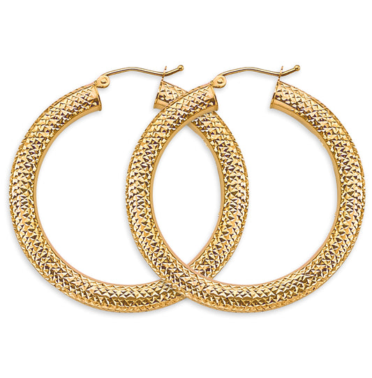 14k gold 4.5mm round dc hoop earrings
