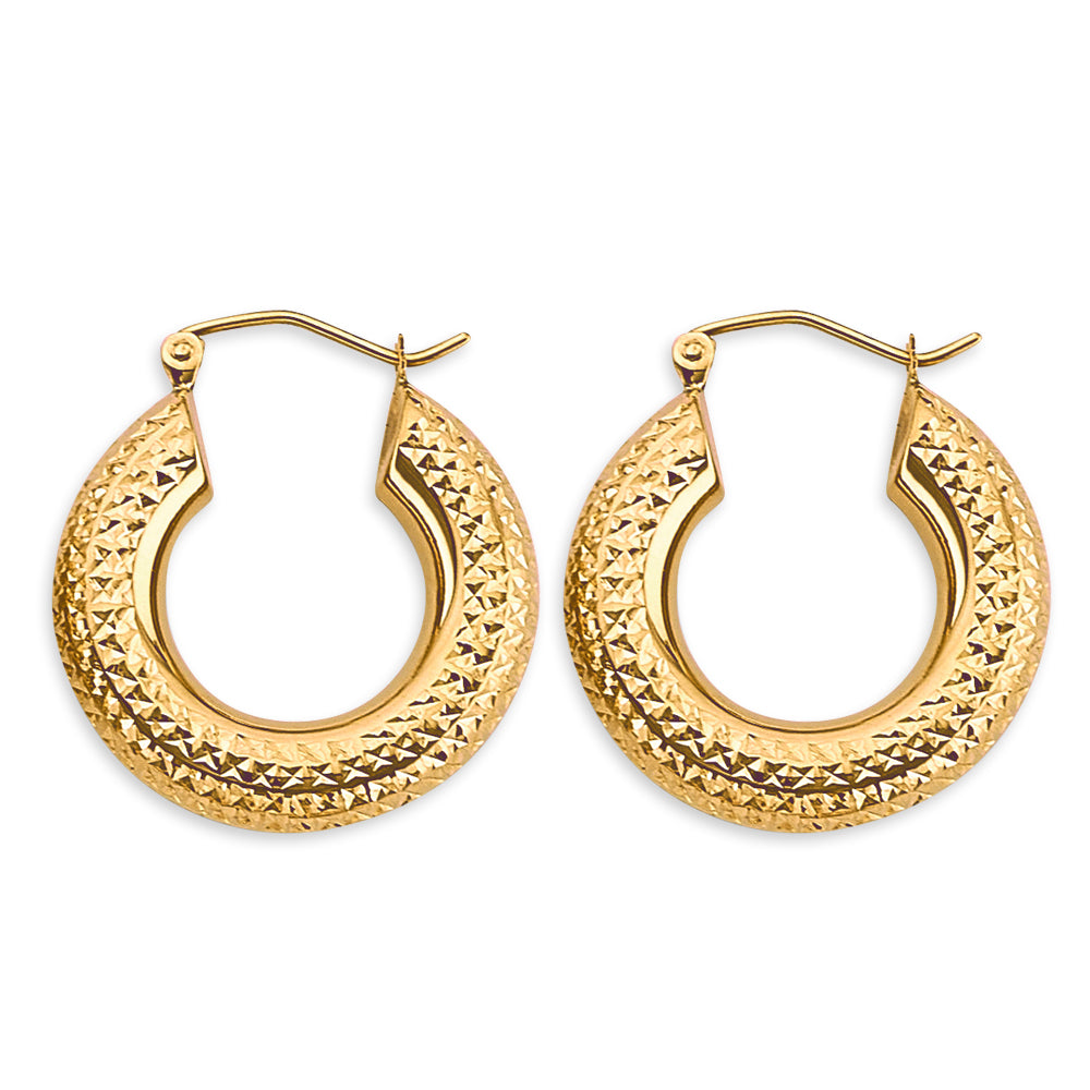 Aros tubulares con corte de diamante en oro de 14 quilates (044)