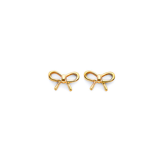 14k gold bow push back earrings