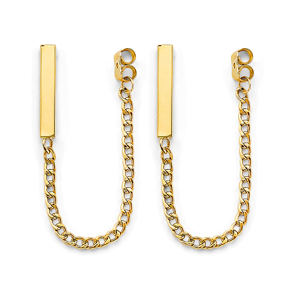 14k gold bar hanging earrings