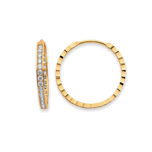 14k gold dc cz huggie earrings