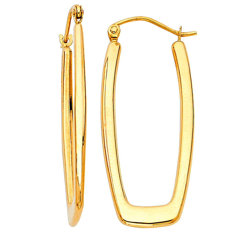 14k solid gold flat rectangular 2.5mm earrings