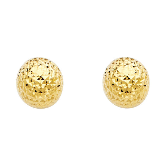 14k solid gold diamond cut ball earrings